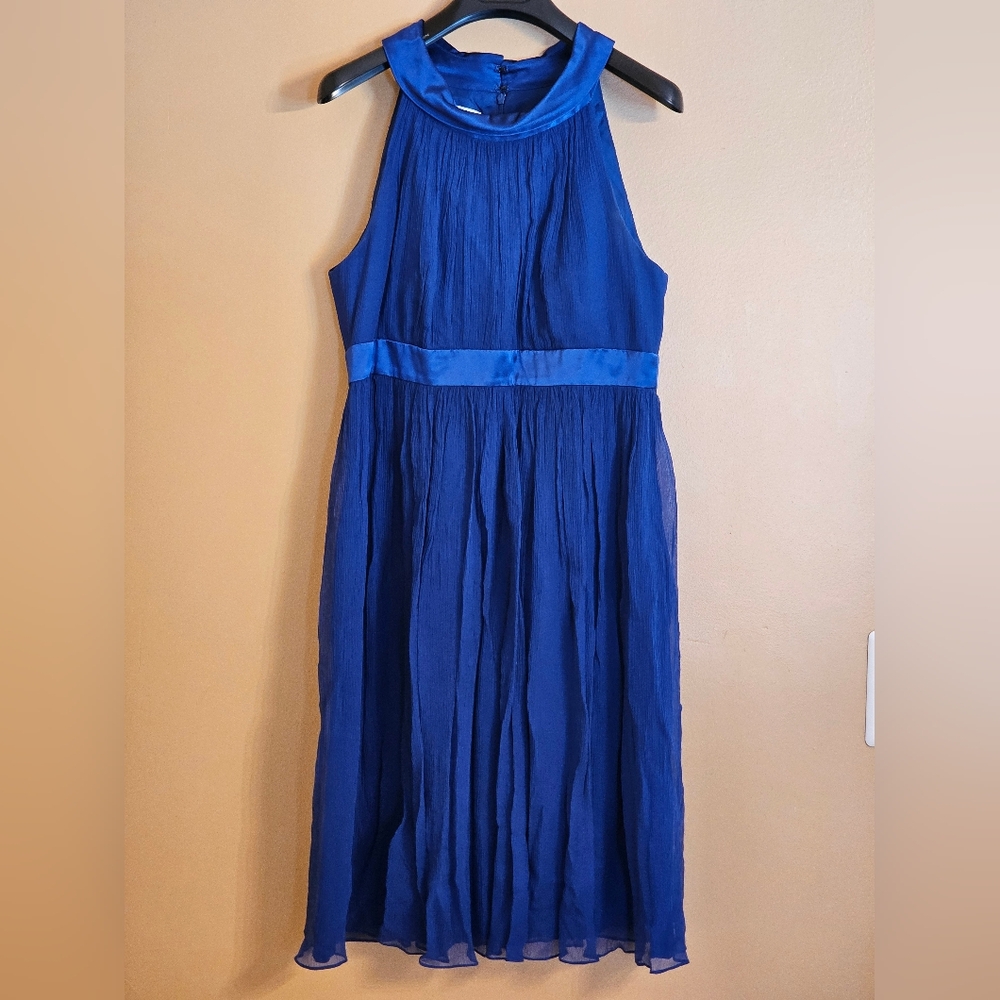 Maggy London Silk Chiffon Cocktail Dress, Sapphire Blue, Size 8